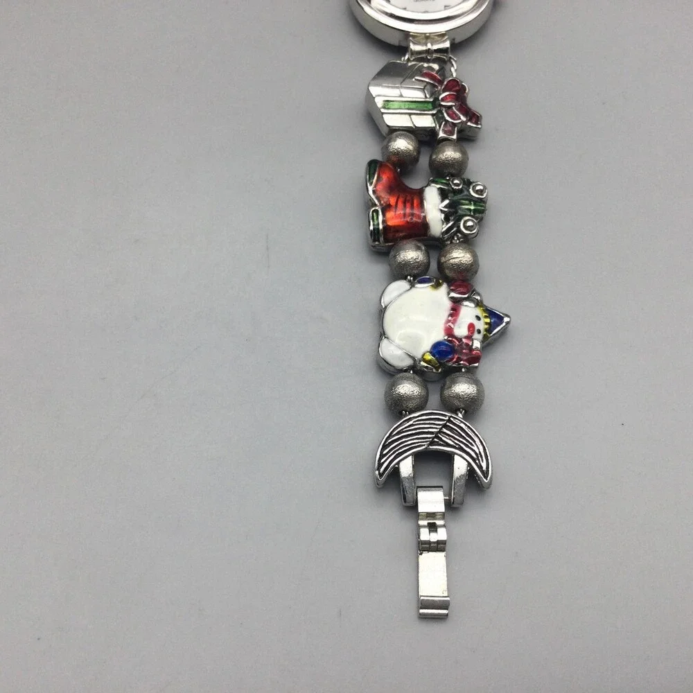 Rumours Womens Watch 24mm Silver Tone Christmas Charm Bracelet New Battery 6